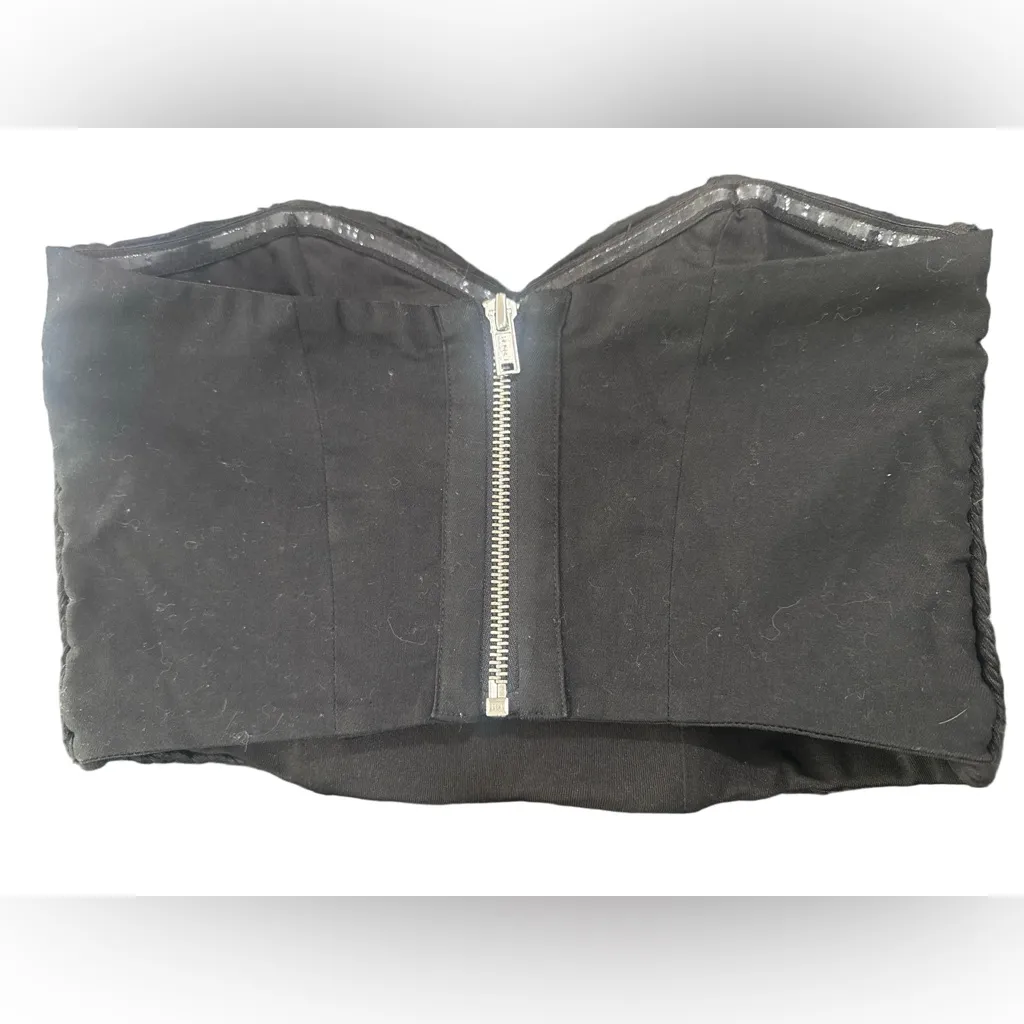 H&M black knit zip back top - Image 3