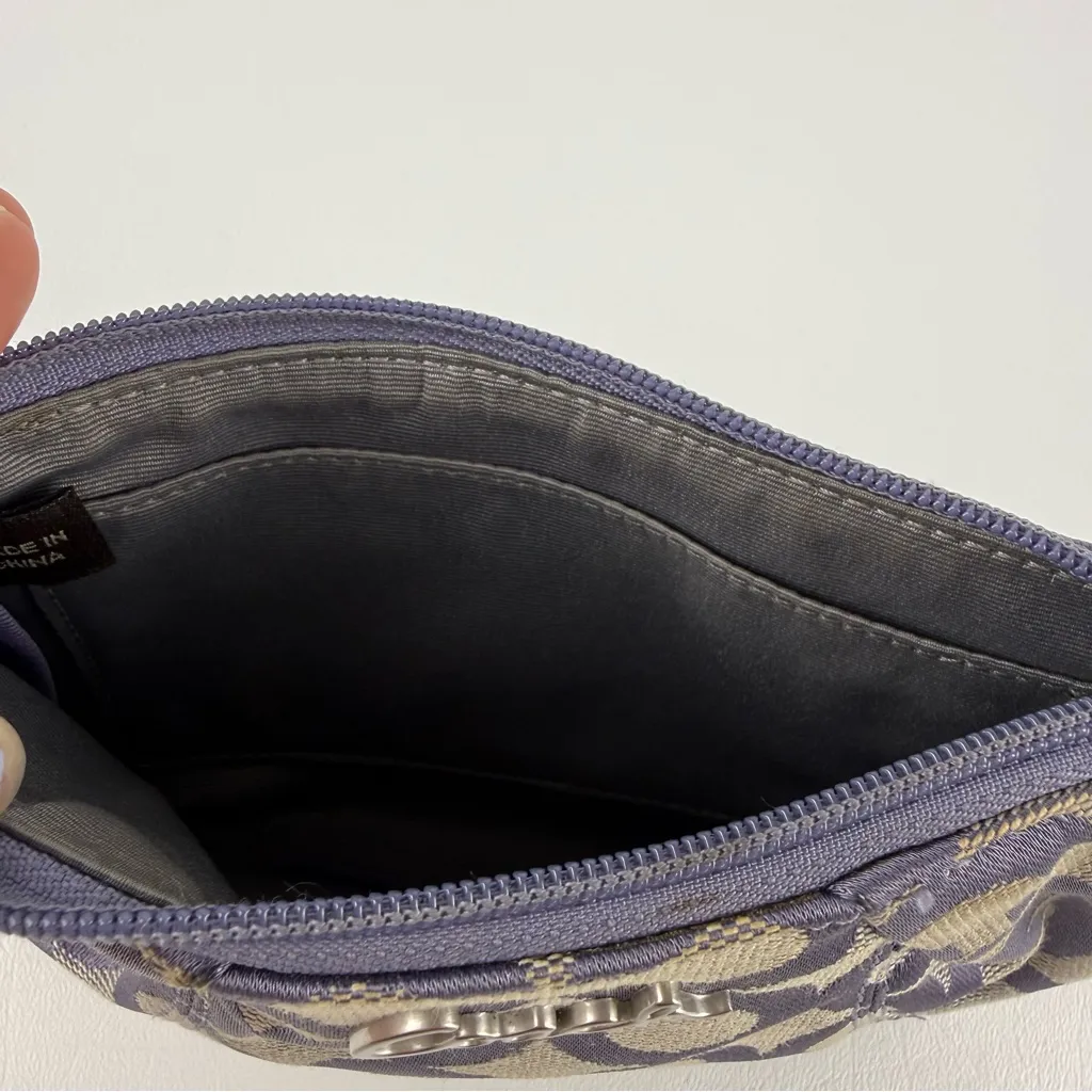 Coach Signature Satin Mini Wristlet Pouch in Dusty Purple Grey - Image 7