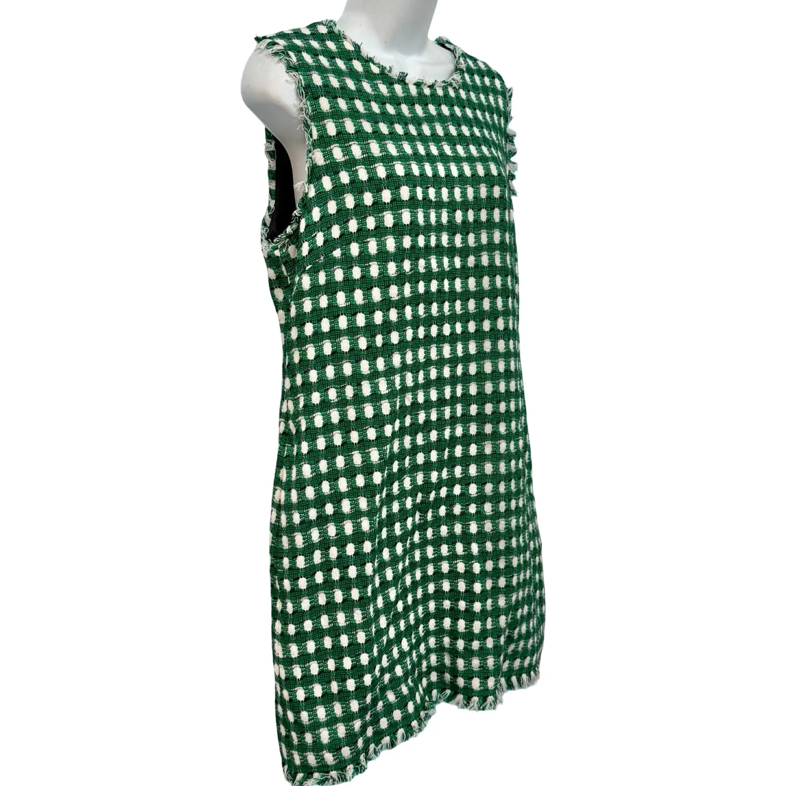 Linton for LK Bennett London Green White Tweed Sheath Sleeveless Dress Size 12 - Image 3