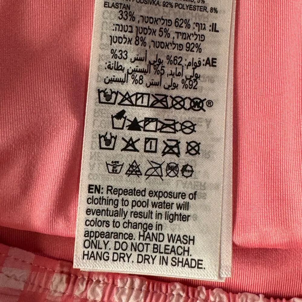 Billabong Small (8) Hi Retro Swim Bottoms High Waisted Lined Plaid Pink Tide New - Image 8