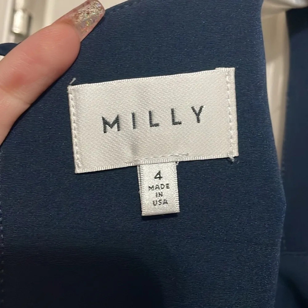 Milly Navy Cady Angular Trapeze Dress - Image 4