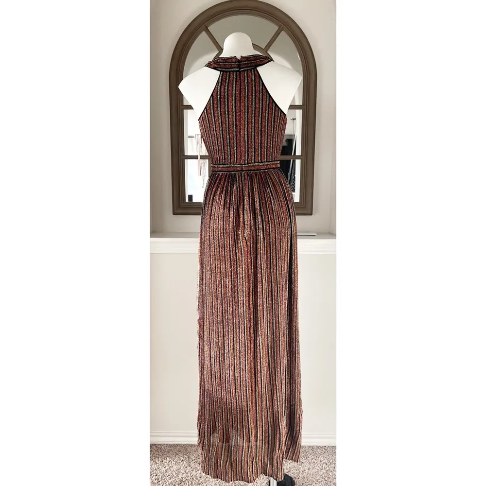 Aqua Striped Metallic Gown in Black Multi, Size XS New w/Tag Retail $298 - Image 4