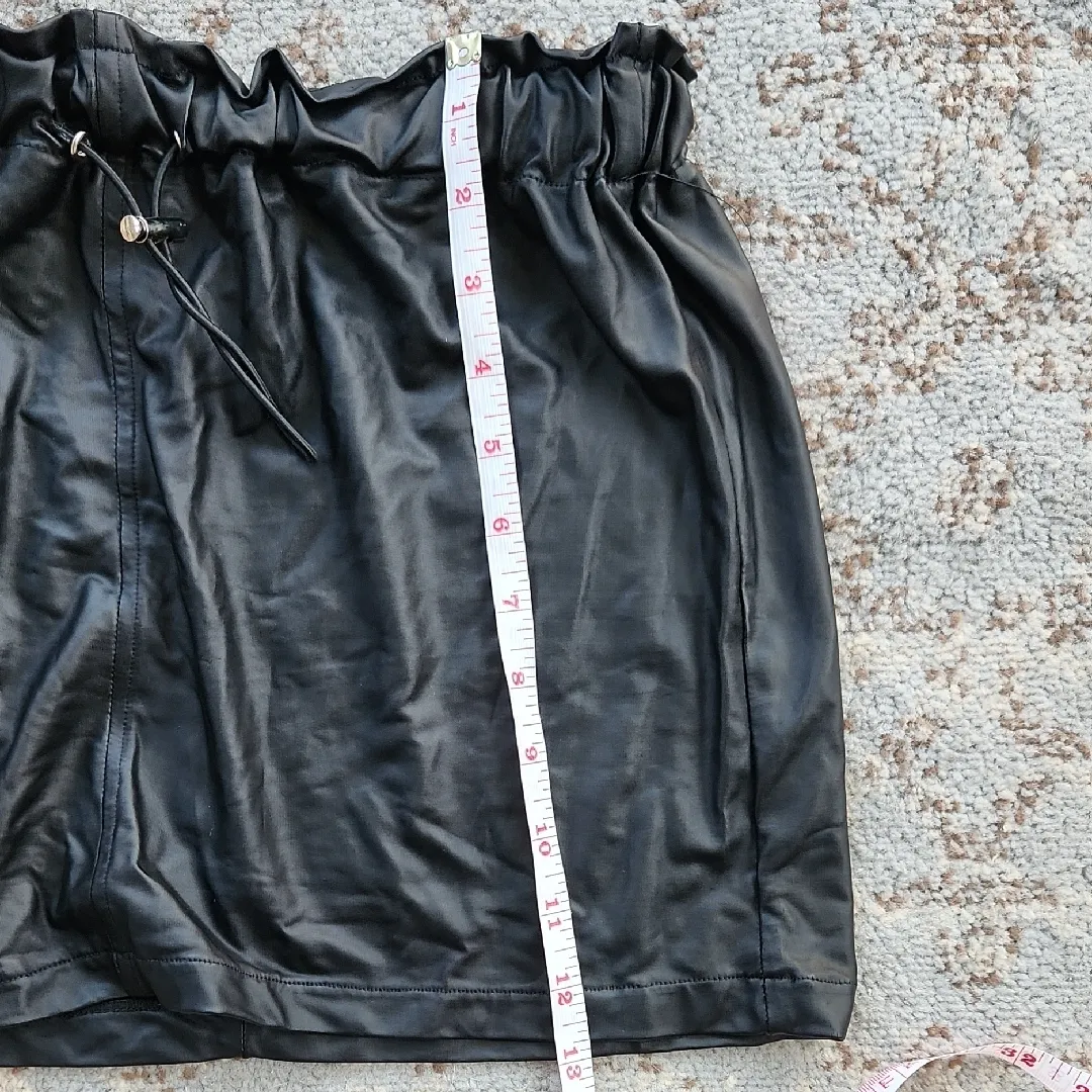 Just Polly Pleather Bungee Mini Skirt Black Small - Image 8