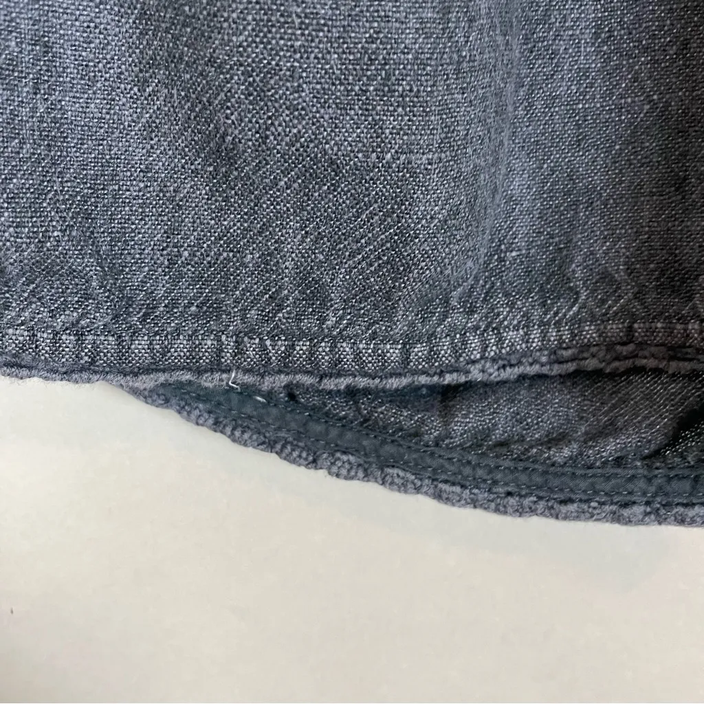 Garnet Hill Linen Culottes Pants Dark Blue Size 14 Drawstring Cropped Crocheted - Image 12