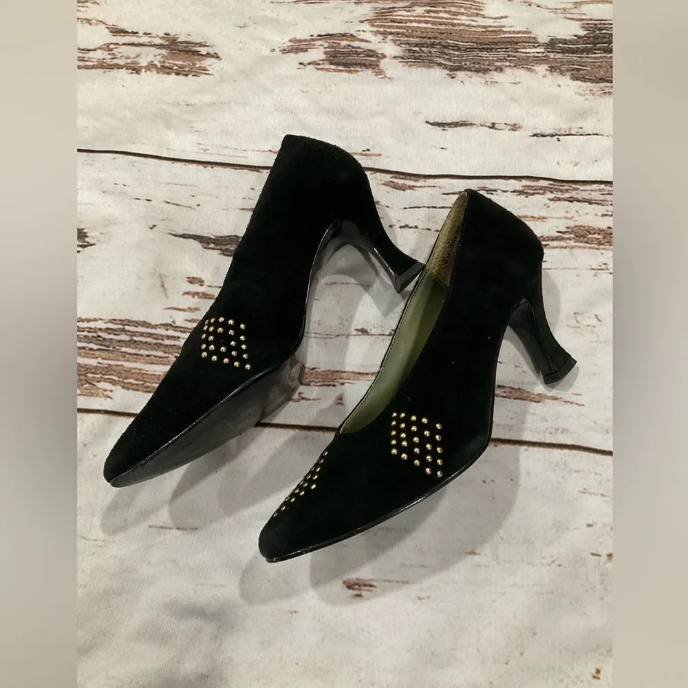 VINTAGE ELLEMENNO LEATHER SHERRY BLACK PUMPS - Image 2