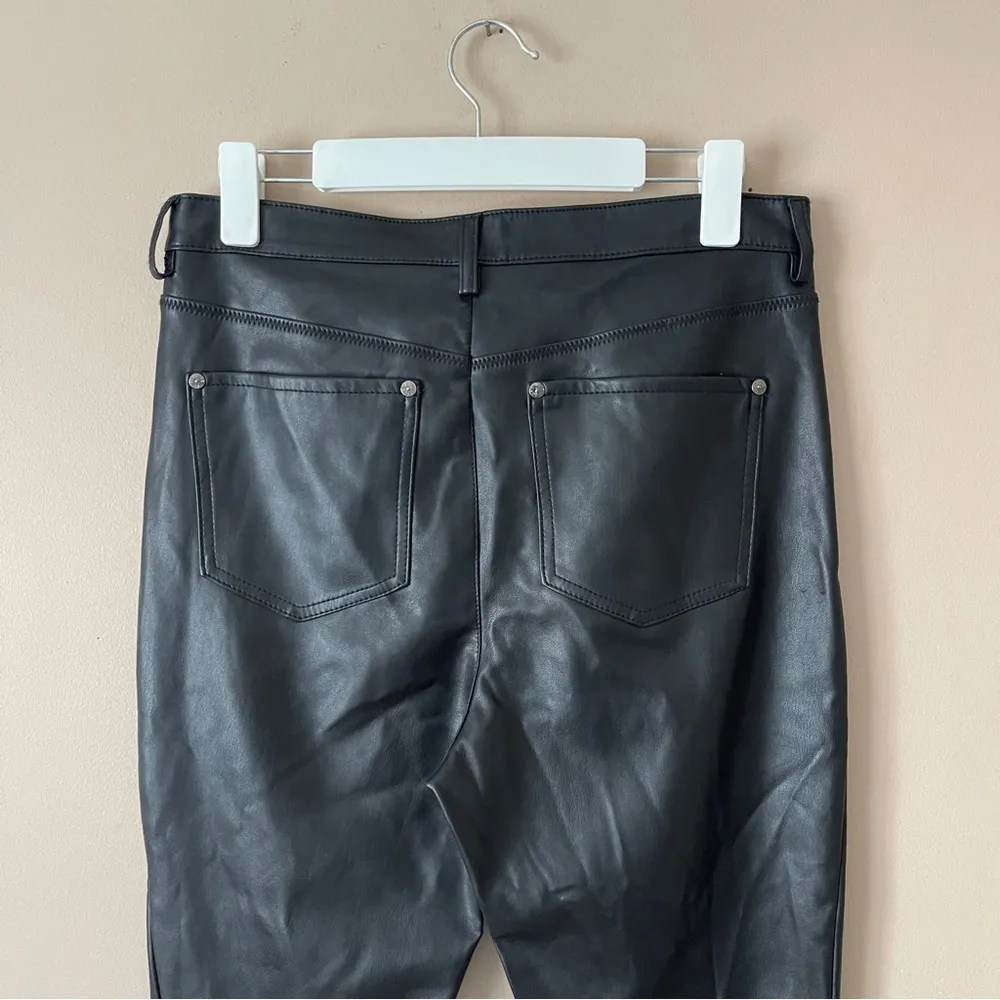 FREE PEOPLE | Black Vegan Faux Leather High Rise Long & Lean Pants Sz 31 - Image 6