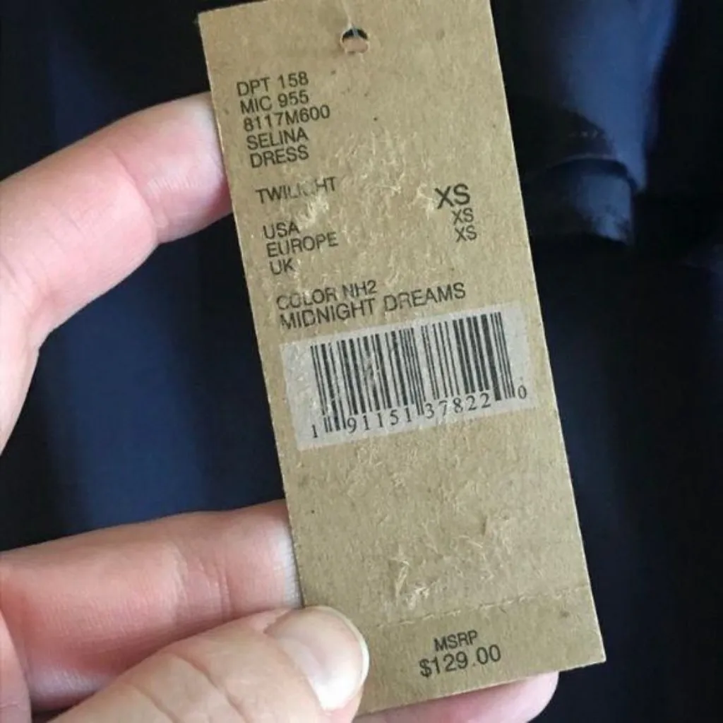 Cremieux Selina Tulip Sleeve Striped Satin Dress Size 28 Navy Blue Size XS New - Image 8