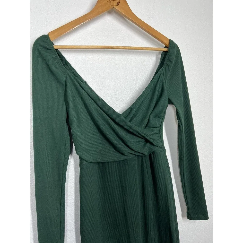 Hello Molly XS Kind Of Voodoo Love Dress Green Ribbed Mini - Image 3