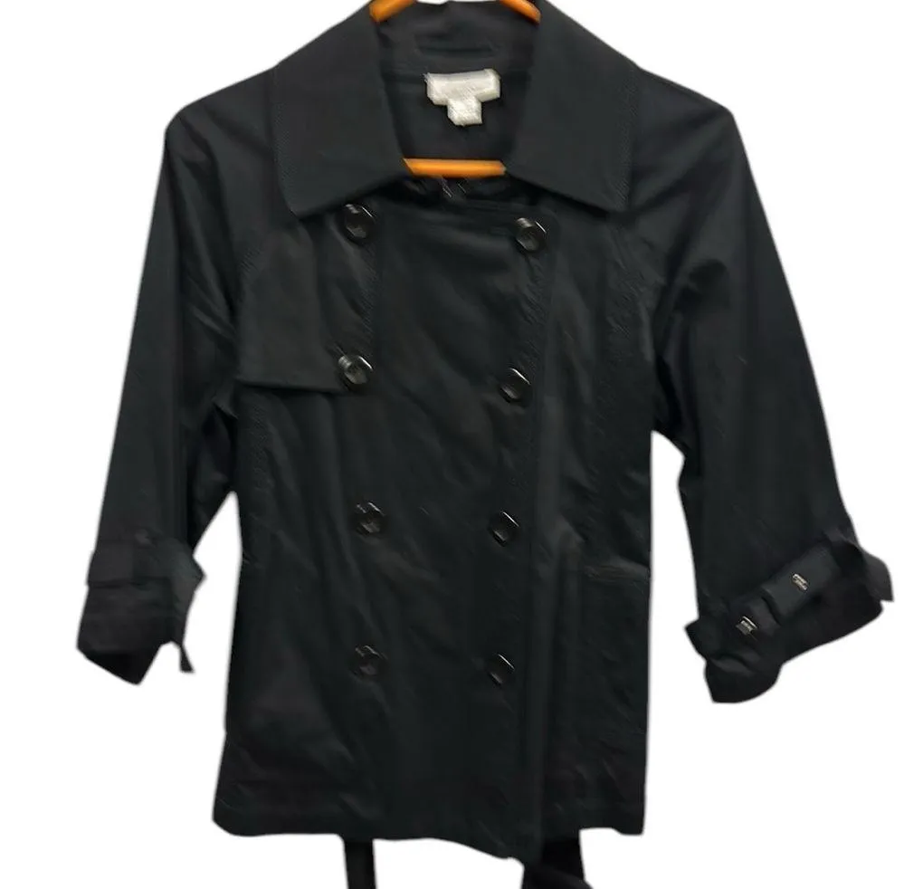 Robin Howe Black Buckle Belted 3 Quarter Sleeve Double Breasted Jacket Womens S - Image 5