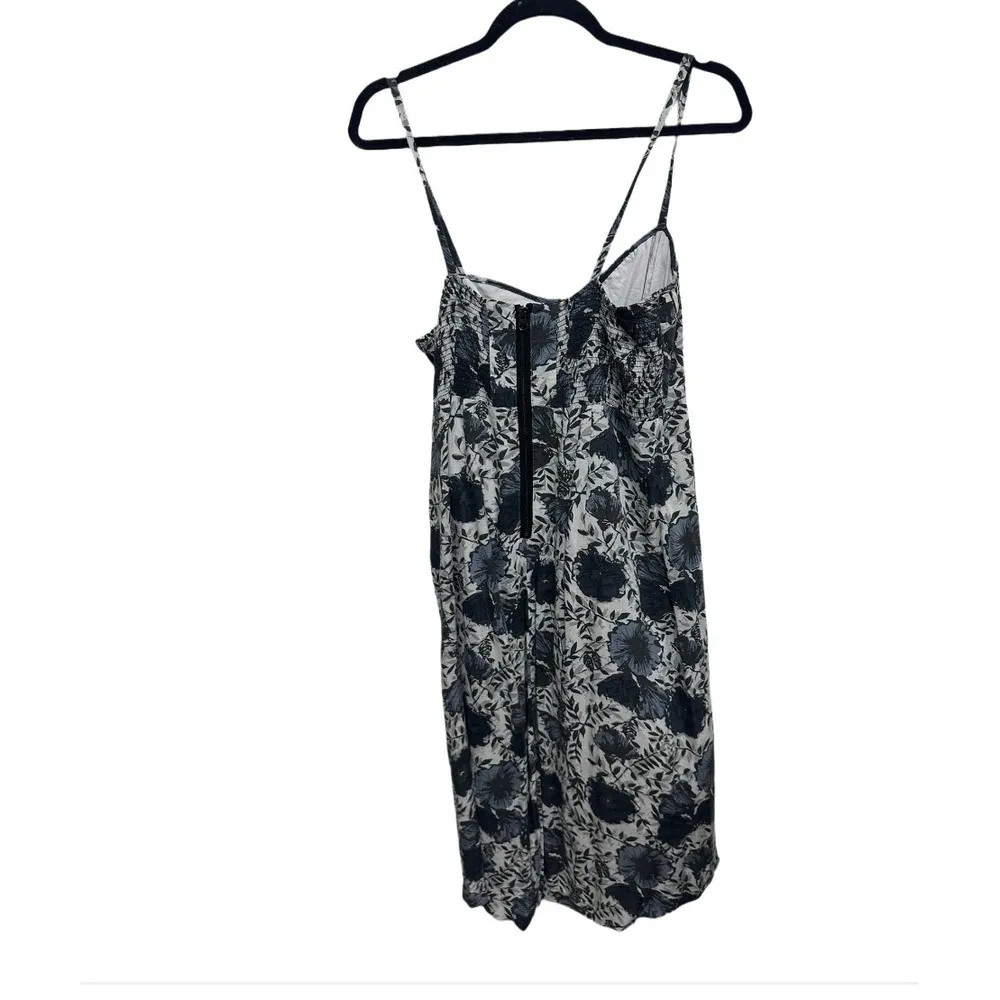 Free People Size 12 Blue Floral Print Sweetheart Neck Wrap Skirt Midi Dress - Image 2