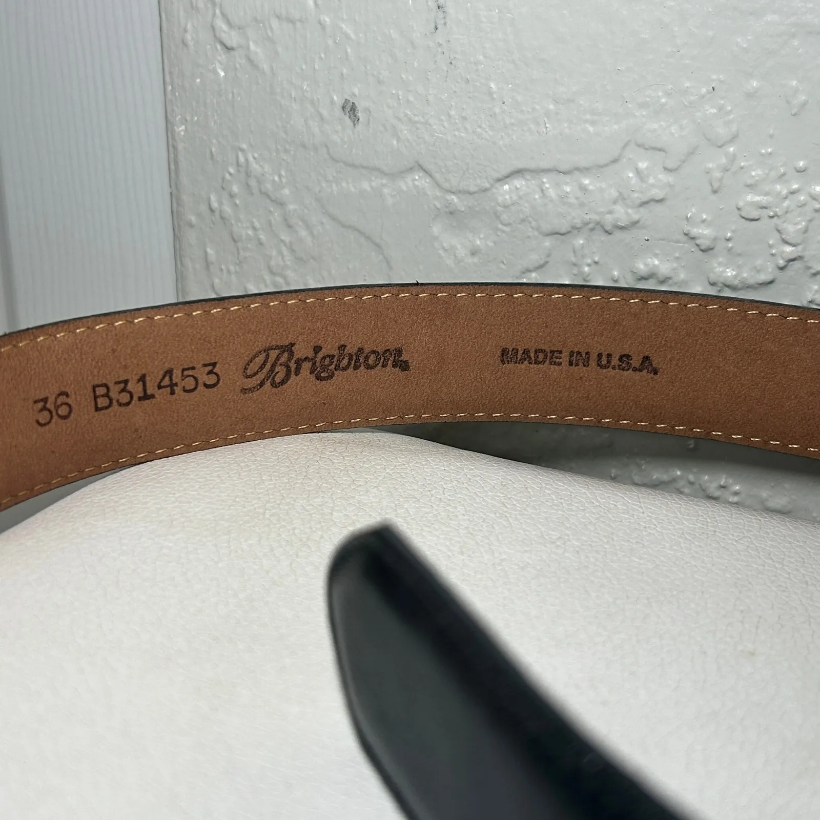 Brighton Black Leather Belt Silver Rhinestone Buckle Western Ornate‎ USA Sz 36 - Image 3