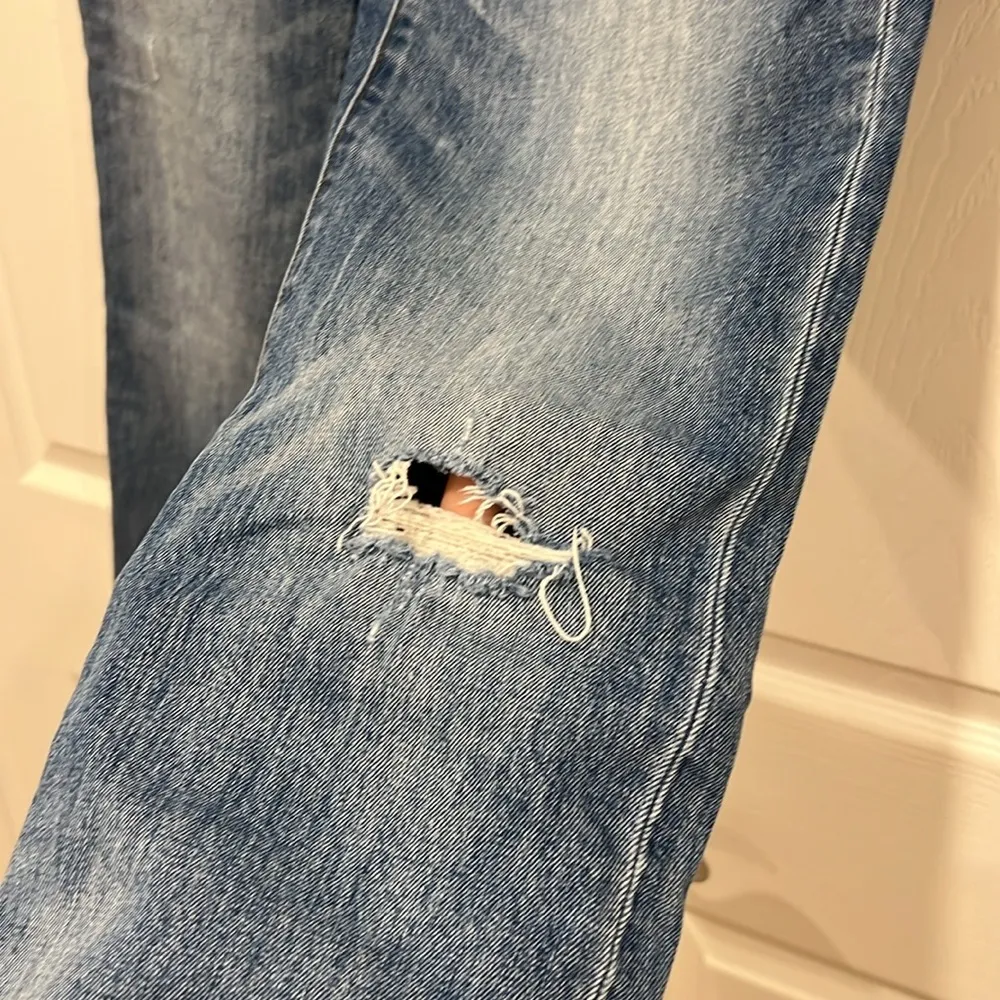 J. Crew Slim Broken-in Boyfriend Patchwork Distressed Blue Denim Jeans Size 27 - Image 3