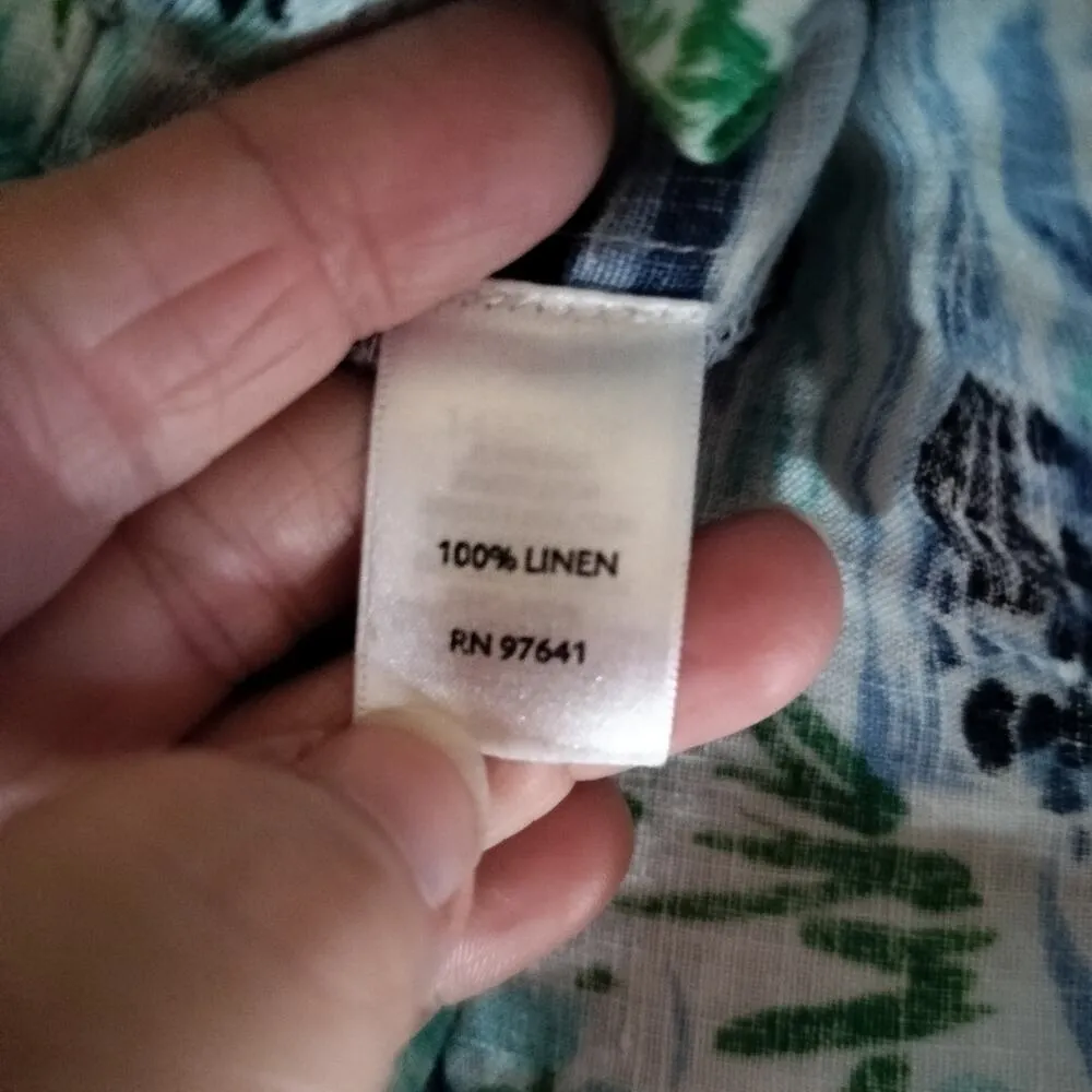 J Jill Love Linen Size XS Tropical Island Beach Print Shift Dress Pockets - Image 5