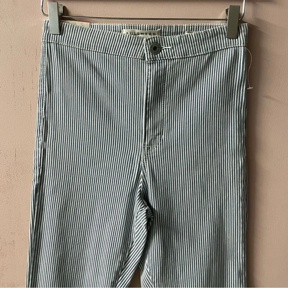 PacSun BullHead Uber High Rise Skinniest Blue & Cream Striped Jeans Sz 7 EUC - Image 9
