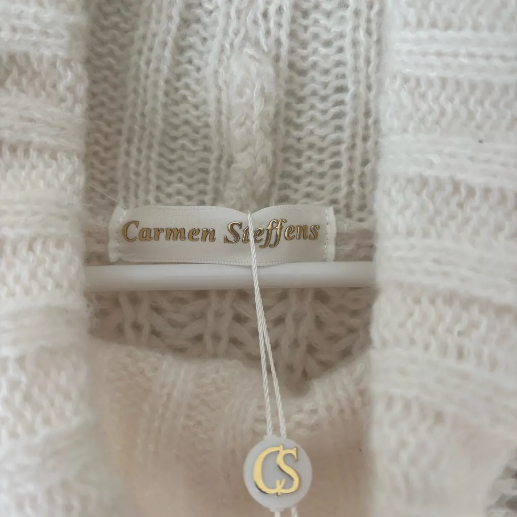Carmen Steffens Maison White Cream Chunky Knit Sweater Dress Turtle Neck NWT - Image 4