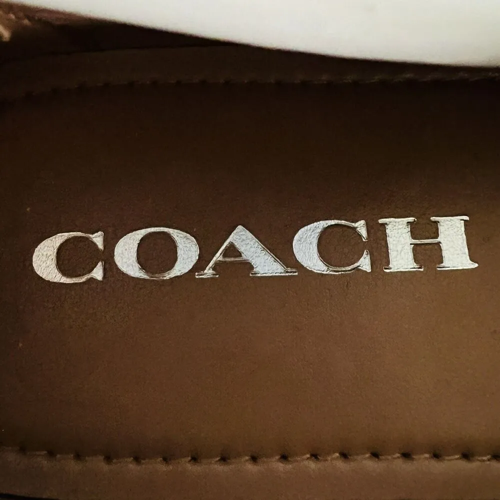 COACH Odette Solid Ivory Patent Leather Driver Loafer Silver Logo - US 6.5 - Image 3