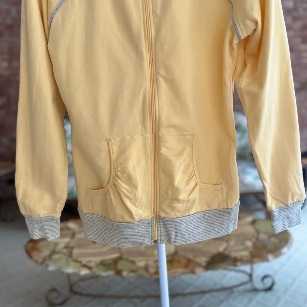 New York Laundry Jacket Knit Full Zip Yellow S Cotton Terry Cloth Lined Spring - Image 3