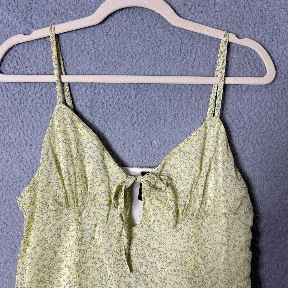 H&M Dress Womens 8‎ Yellow Green A Line Baby Doll Spaghetti Straps Dress NEW - Image 4