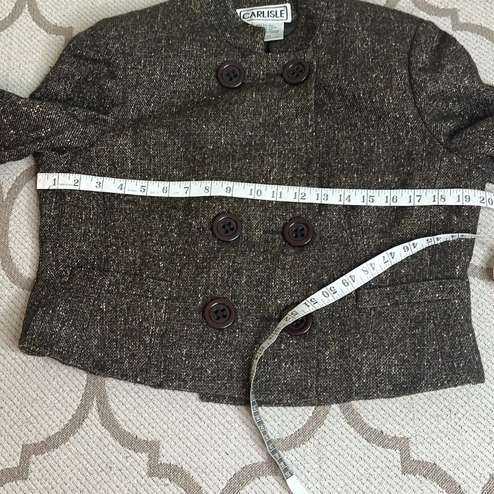 Carlisle Gray Tweed Double-Breasted Wool Silk Blazer - Image 5