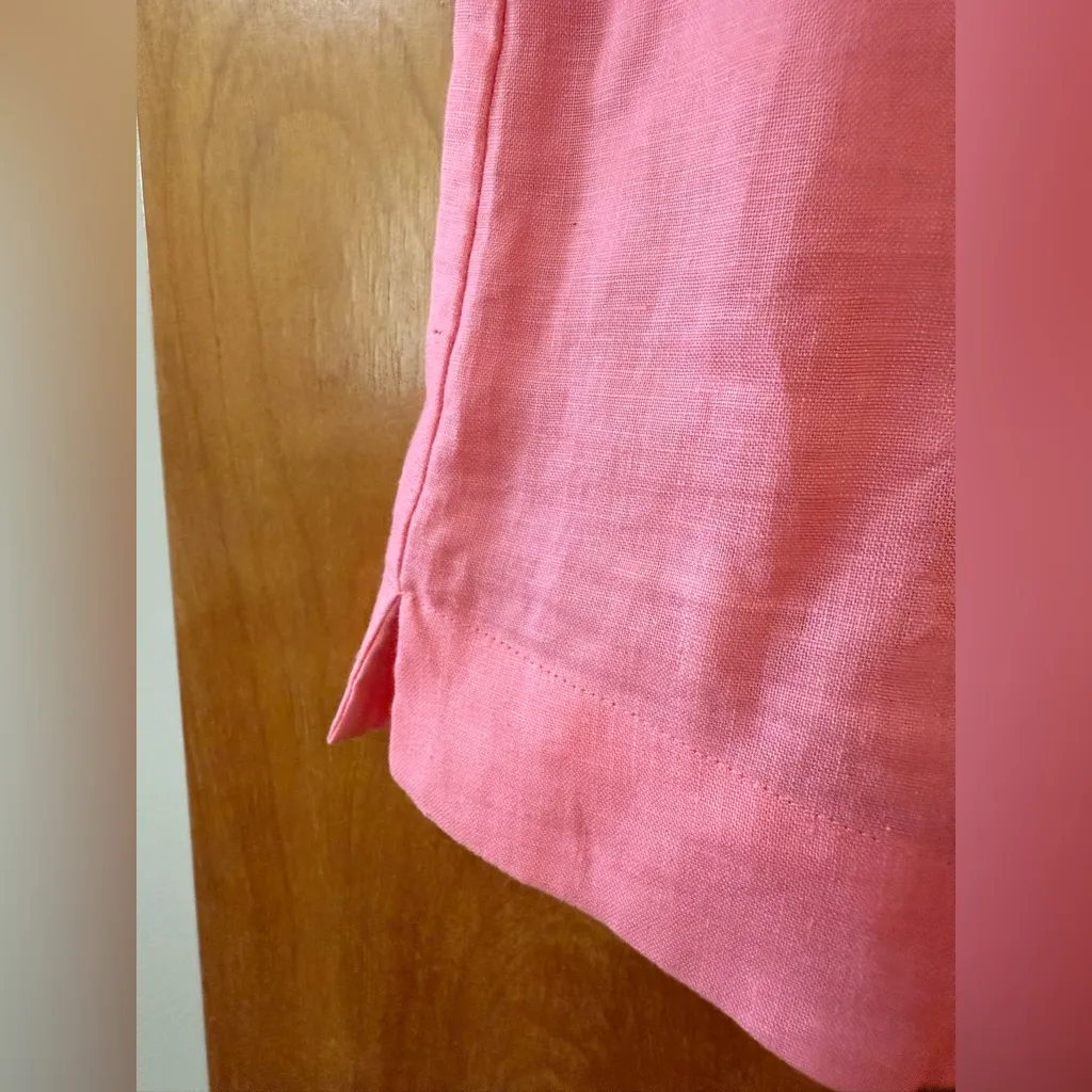Talbots Pink Linen Bow Front Sleeveless Blouse Top Shirt Preppy Womens Size 14 - Image 6