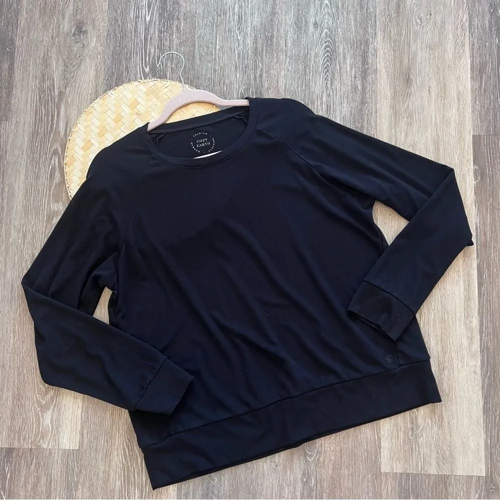 Cozy earth bamboo pullover‎ crew in black womens size L Size L - Image 2