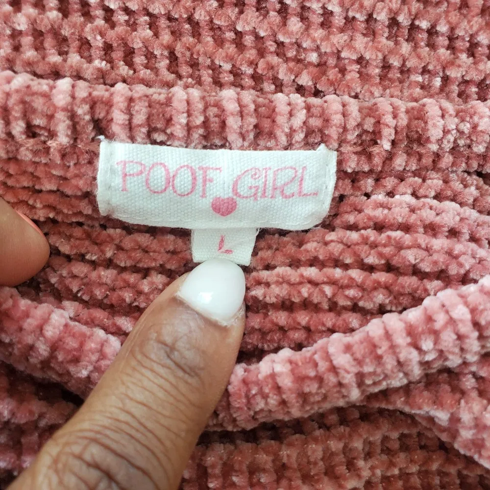 Poof Girl Pink Soft Chunky Knit Crop Sweater Size L - Image 6