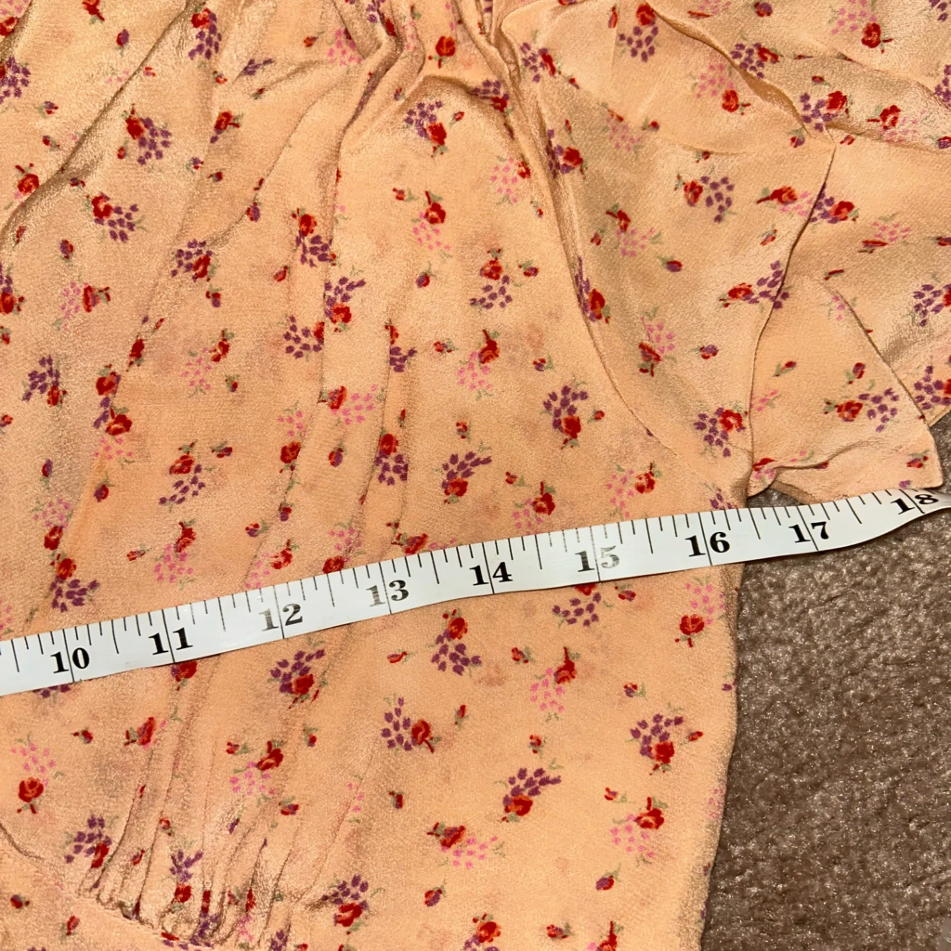 Loveshackfancy Peach Floral Ruby 100% Silk Mini Dress in Sardinia Cottagecore - Image 6