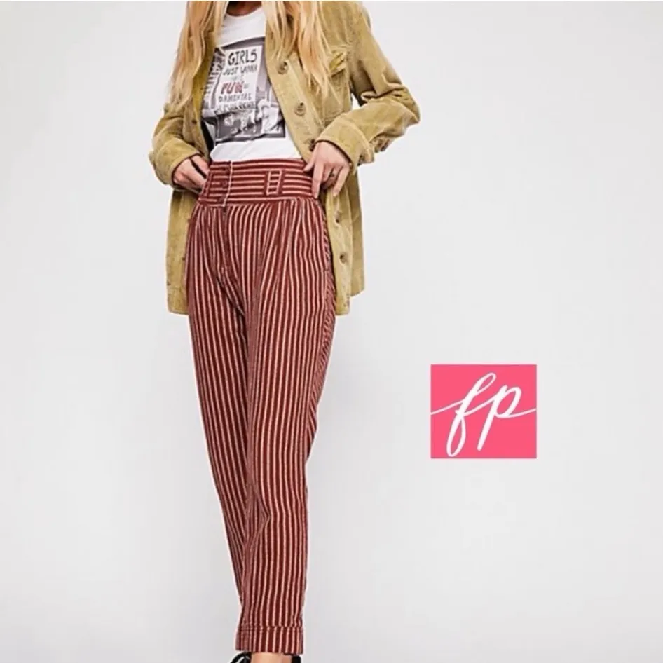 Free People Rumors Textured Harem Pants Reddish Brown size 2 high waist crop - Image 3