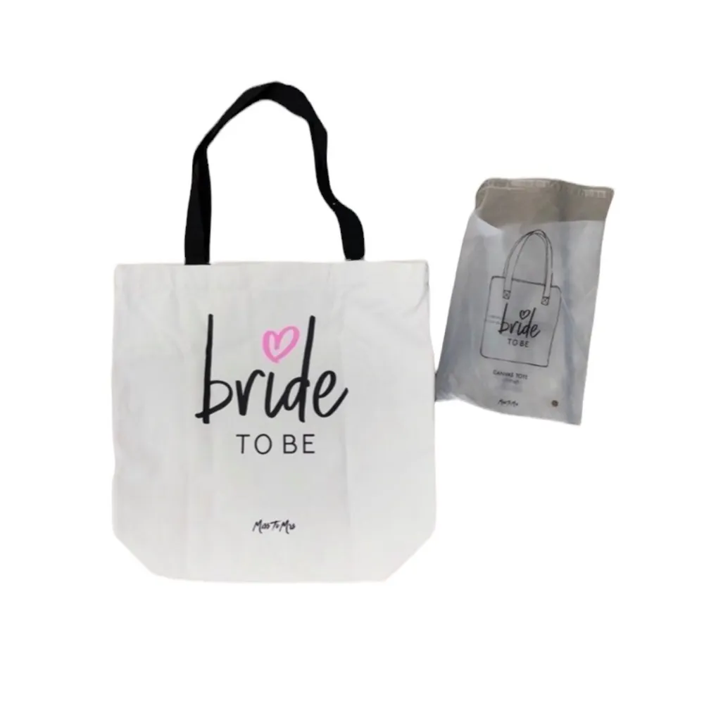 Miss To Mrs “Bride To Be” Wedding Canvas Tote Bag NEW White - Image 4