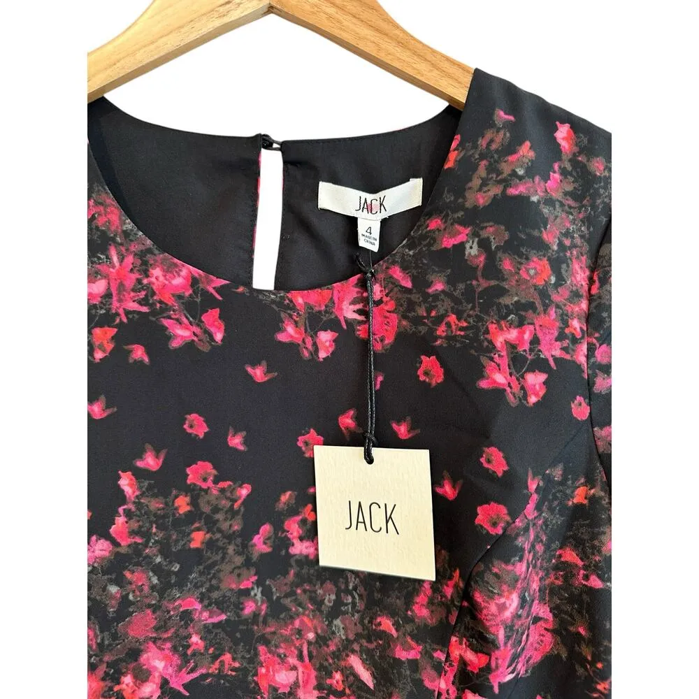 Jack by BB Dakota Hanna Back Cut Out Fit Flare Floral Short Sleeve Dress Size 4 - Image 6