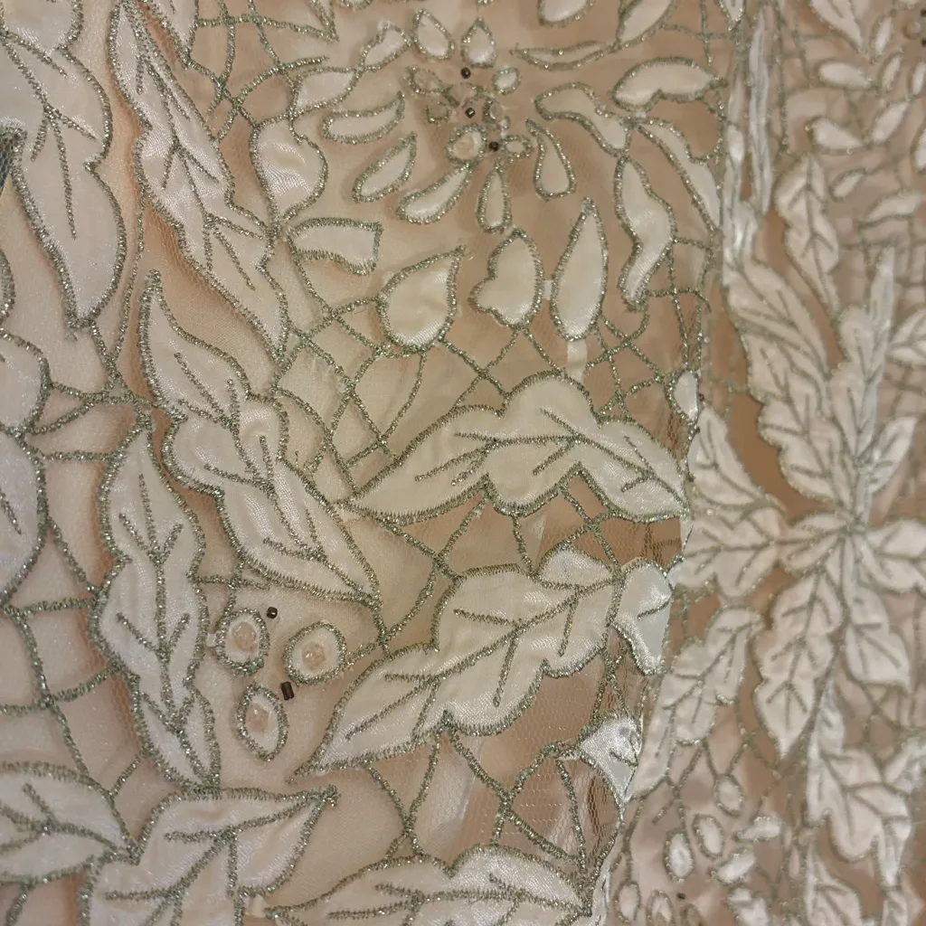 Sue Wong Size 10 Light Pink Lace Beaded Short Sleeve Mini Dress - Image 3