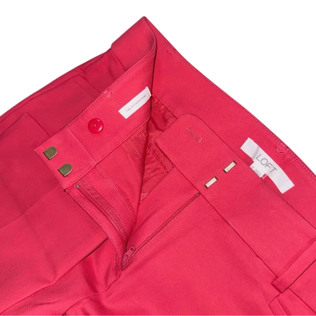 NWT LOFT The Riviera Cropped Pants Mid Rise Rosy Apple Pink Womens Size 6 Office - Image 8