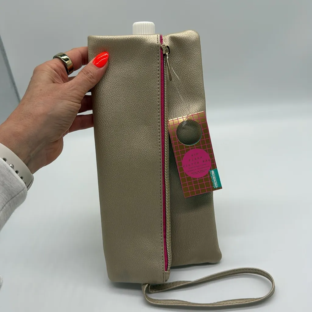 Hip Flask Gold & Pink Clutch Bag Holds 750 ml of Wine or Whatever! - Image 3