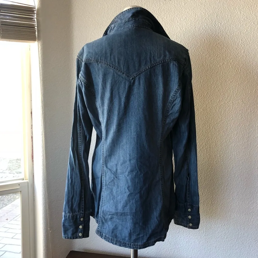 Eddie Bauer denim pearl snap button down southwestern coastal Grandma - Image 5