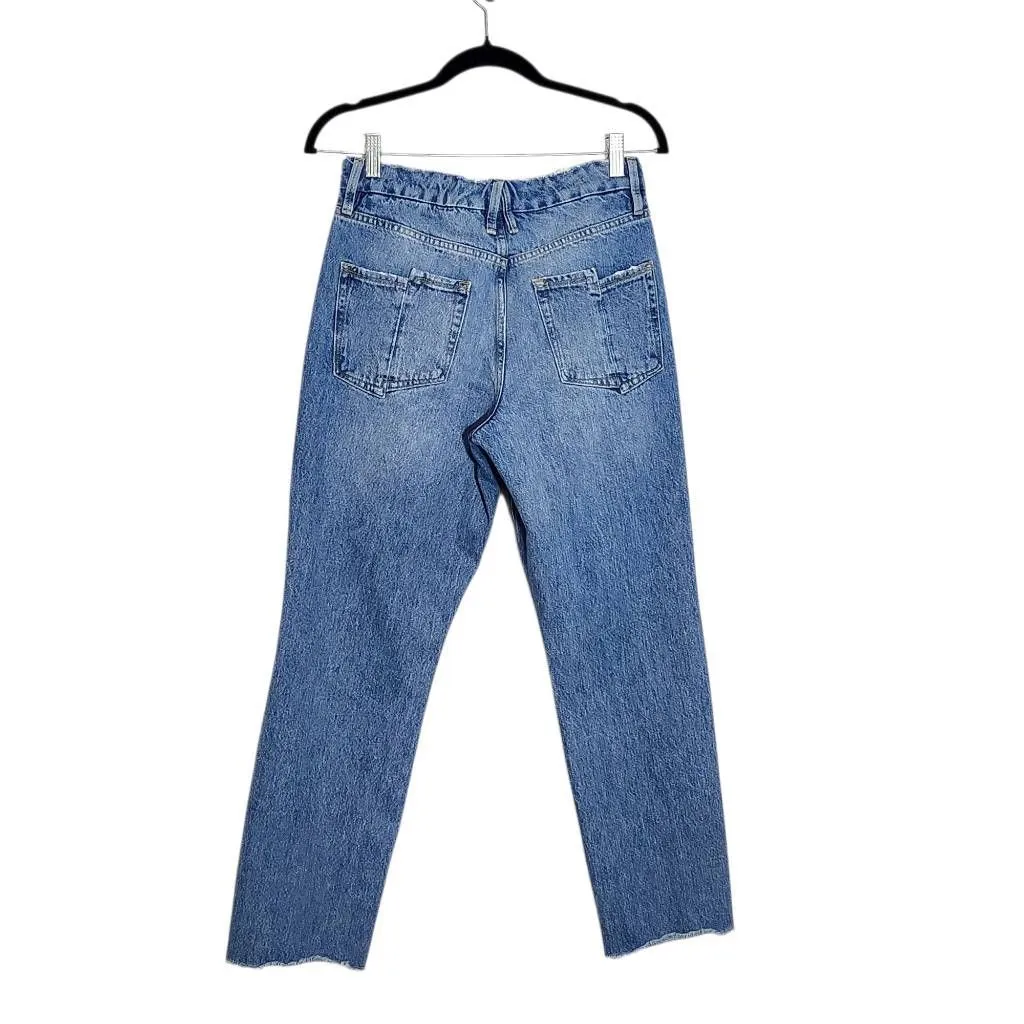 Good American Cropped Straight Leg Jeans Size 4 Good American Distressed Denim - Image 2