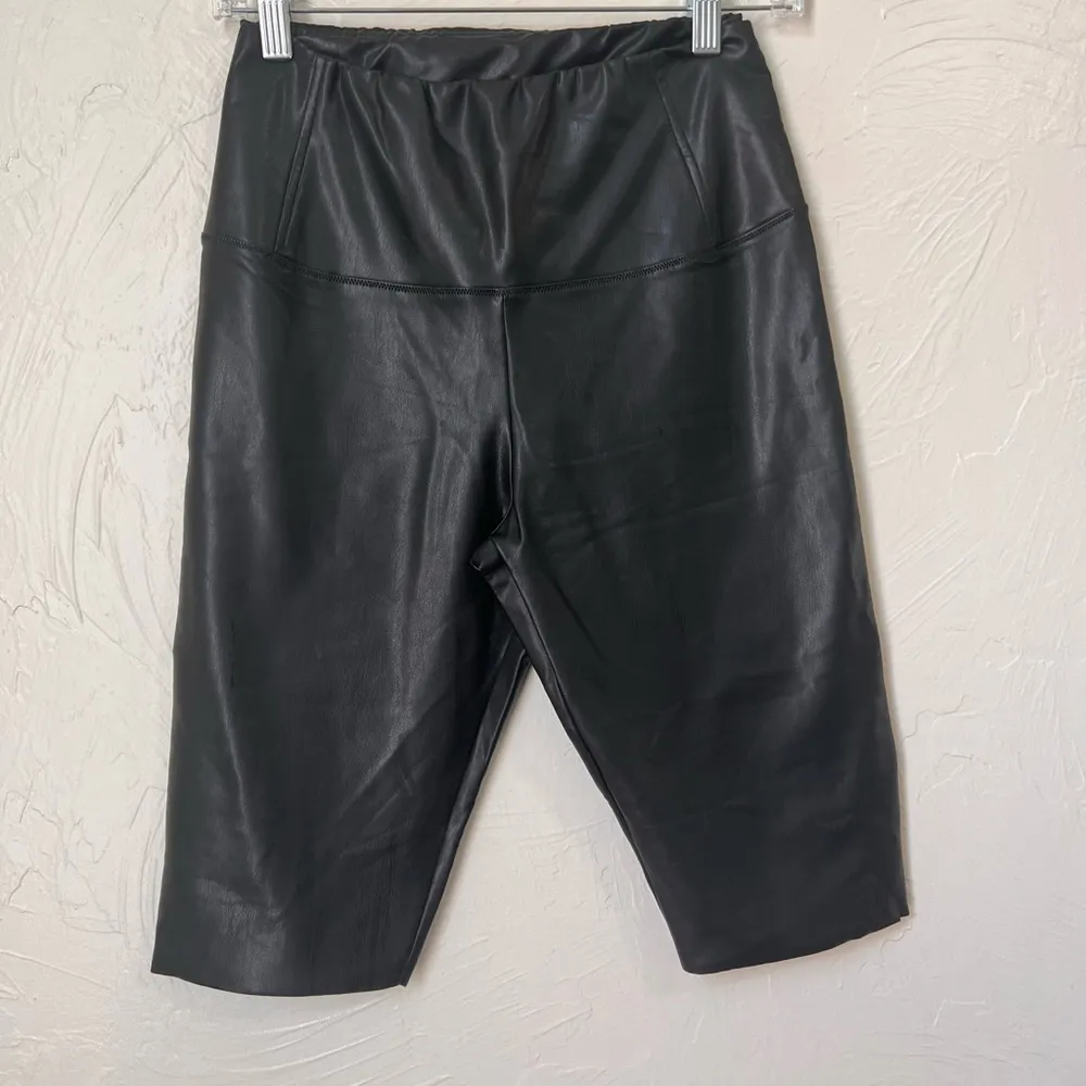 NWT All Saints Cora Black faux leather bike shorts size 8 - Image 2