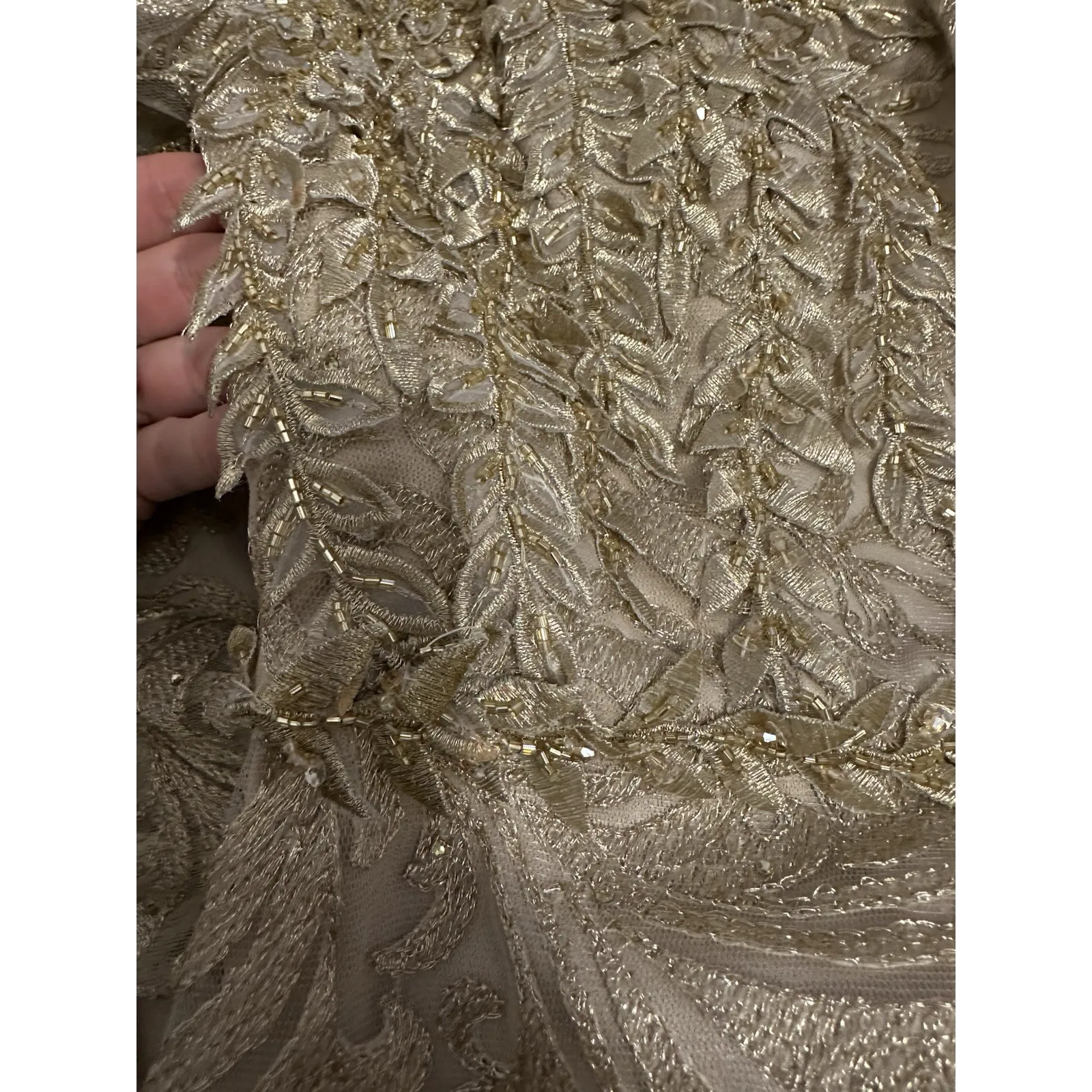 Mac Duggal 11187 Sz 6 Gold Embroidered Lace Appliqué Trumpet FLAW NWD - Image 9