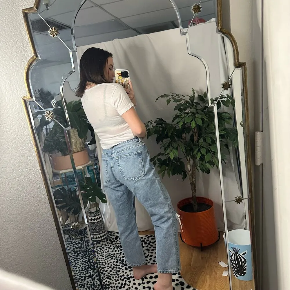 Topshop Editor Distressed Denim Light Wash Jeans Ankle Size 32 - Image 3