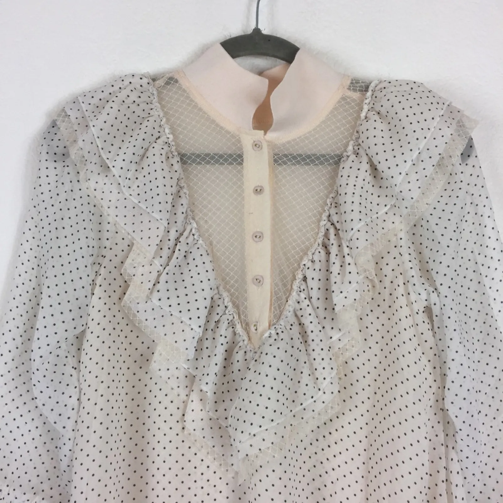 NWT We are HAH Polka Dot Lace Ruffle Swing Mini Dress Small Fairy Coquette Chic Black - Image 5