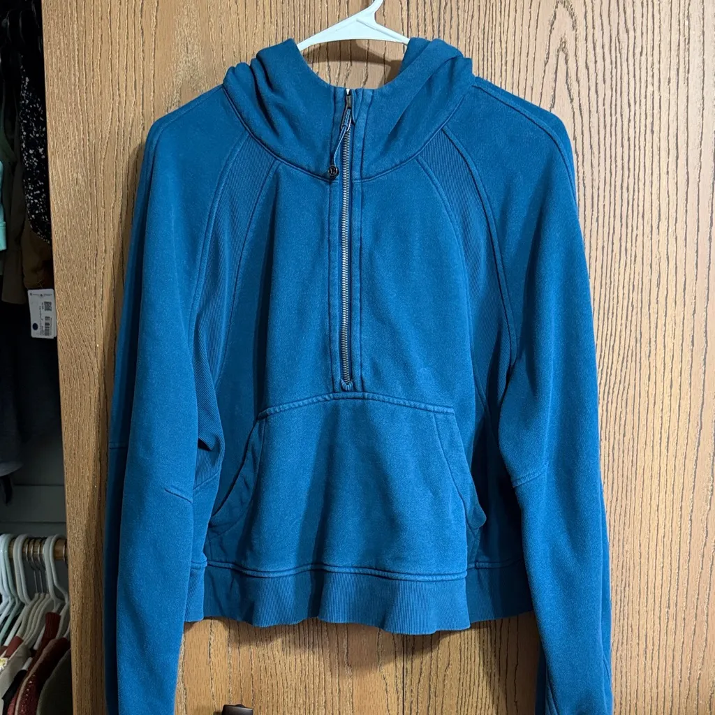 Lululemon Scuba Oversized 1/2 Zip Hoodie Sz:M/L Blue Borealis - Image 4