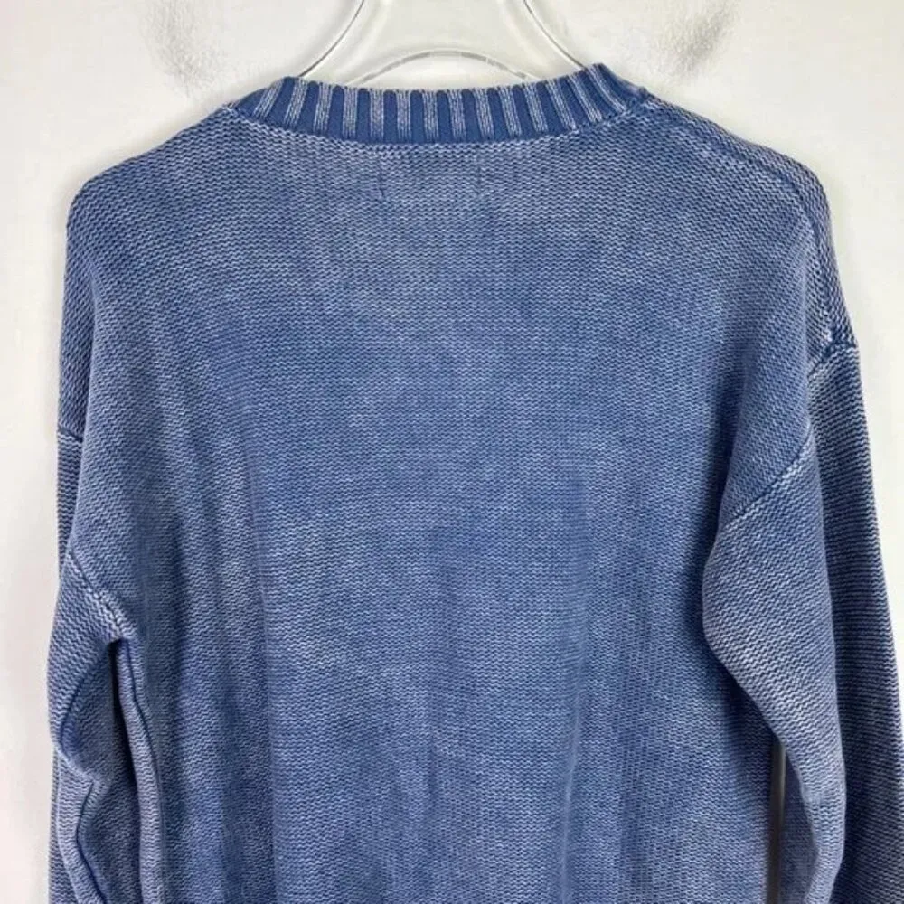 Fate by LFD Garment Dyed Caged Neckline Sweater Blue Fall Size Medium M EUC - Image 11