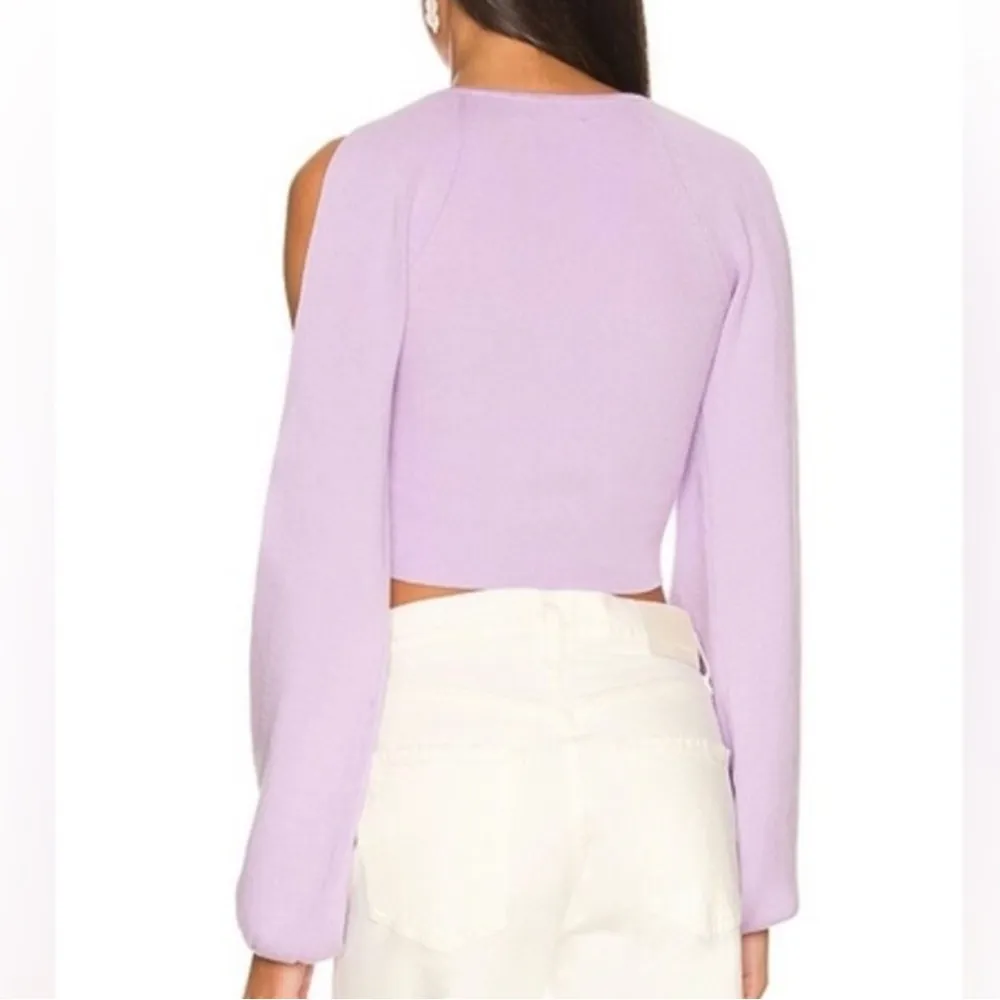 Majorelle Zowie Purple Crop Sweater Lilac Purple Revolve Small Cinch Tie Cut Out - Image 5