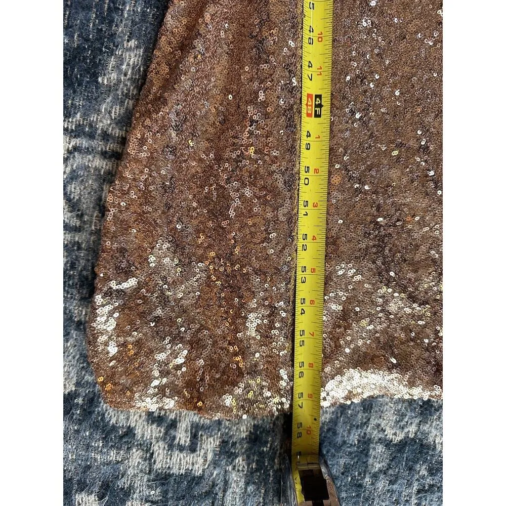 Revelry Sequin Dress~Rose Gold Size 8 Sleeveless Drapey Back Fitted Vneck Formal - Image 8