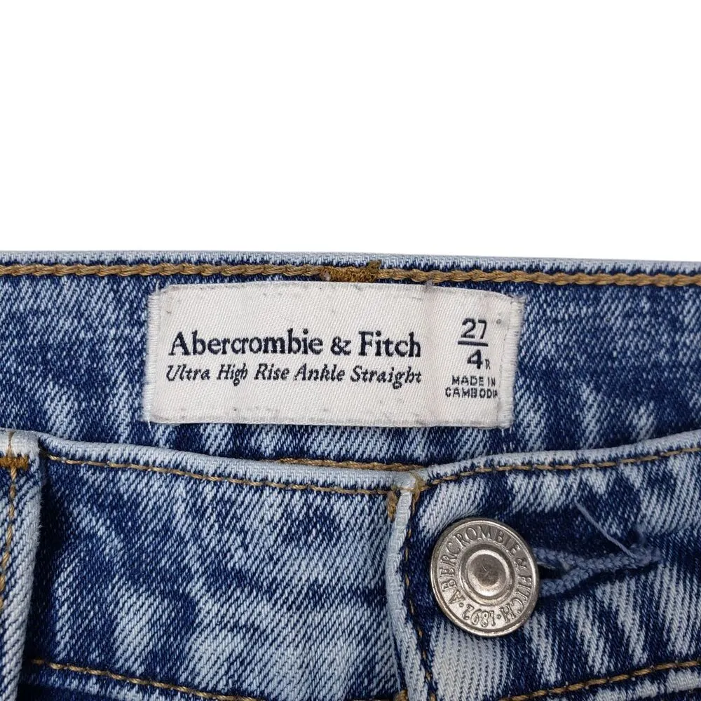 Abercrombie & Fitch Jeans Womens 27/4 Ultra High Rise Ankle Straight Distressed - Image 3