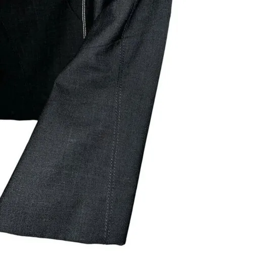 POLECI Dark Charcoal Gray Contrast‎ Stitching Wool Blend Belled Sleeve Jacket 4 - Image 5