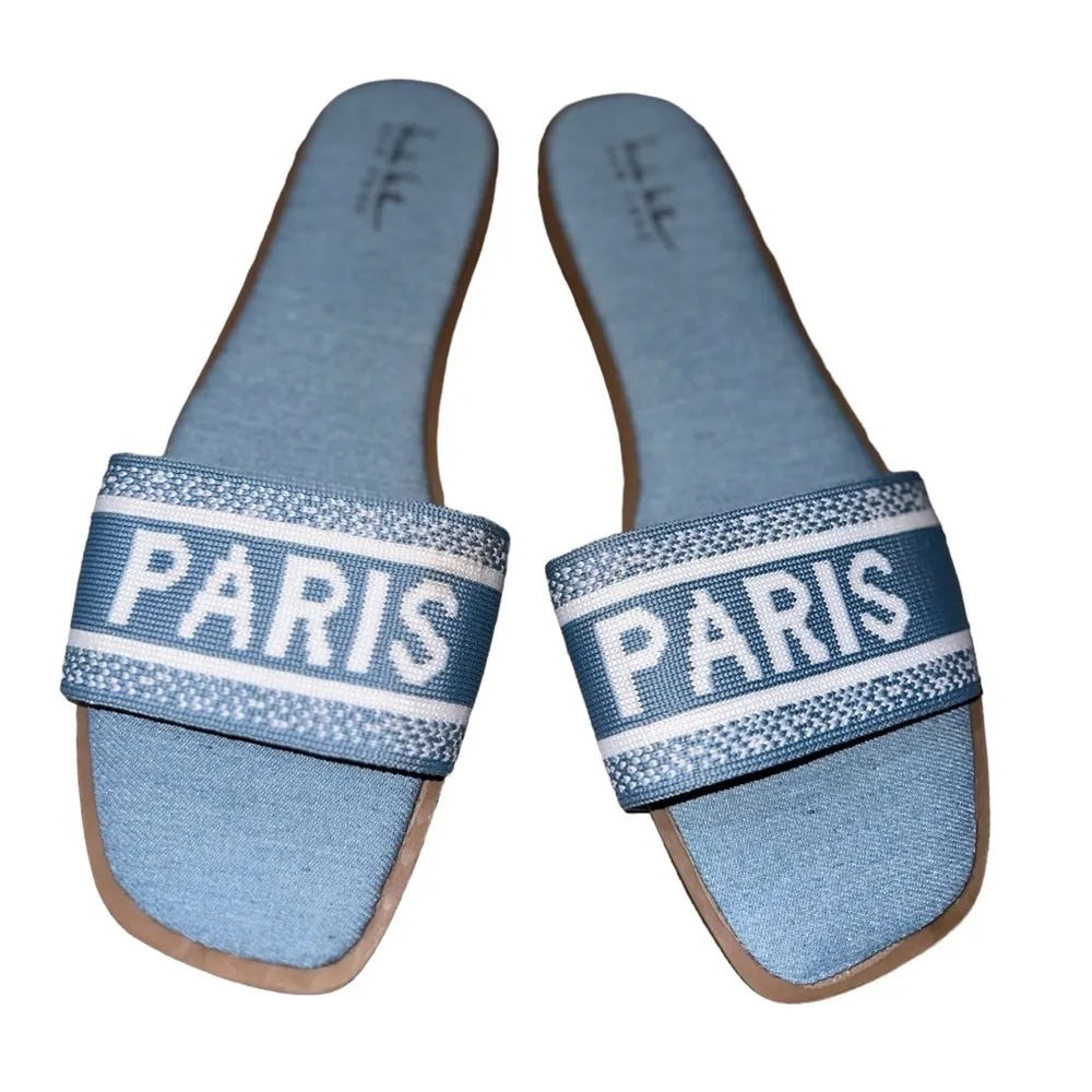 NEW NICOLE MILLER Blue CITY PARIS SANDALS  SLIDE - Image 3
