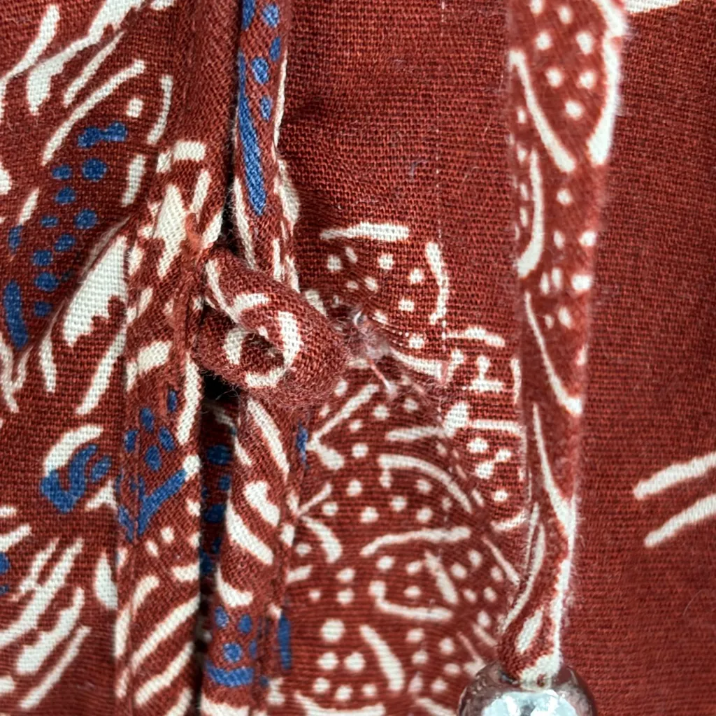 Veronica Beard Brown Floral Boho vacation Midi Dress Tie Waist Long Sleeve sz 8 - Image 8