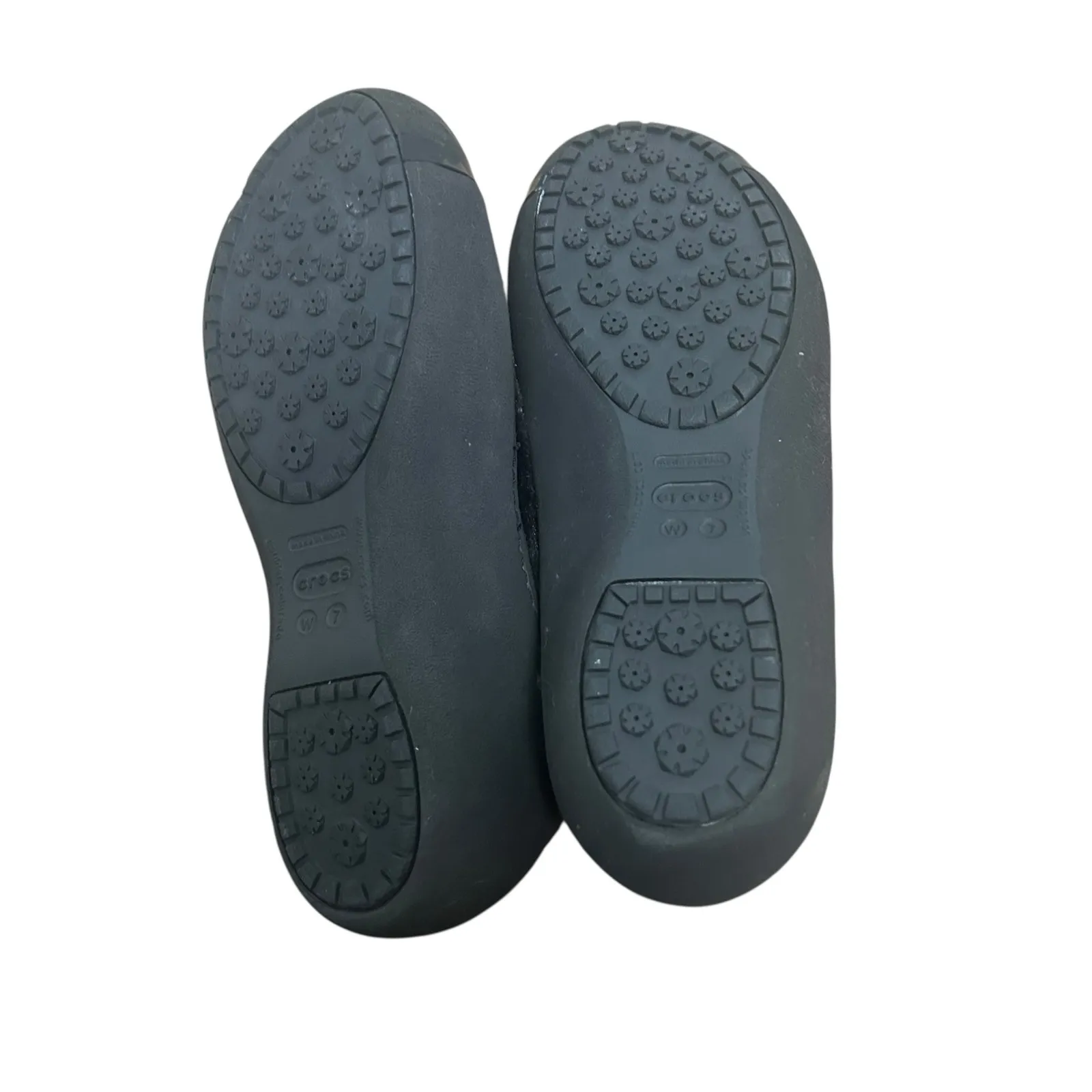 Crocs Black Fur Lined Flats Sz 7 - Image 5