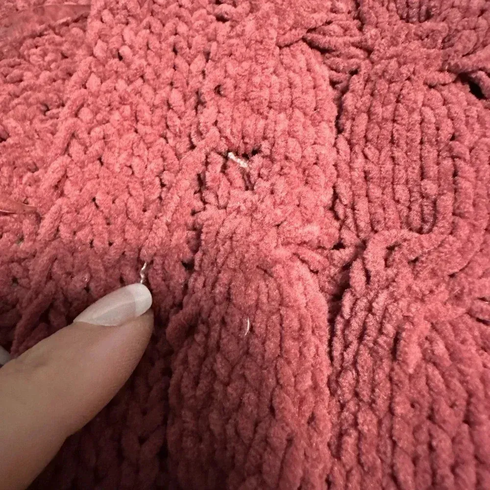 Umgee Chenille Cardigan Size XL Mauve Cozy Soft Warm Sweater Grandpa - Image 6