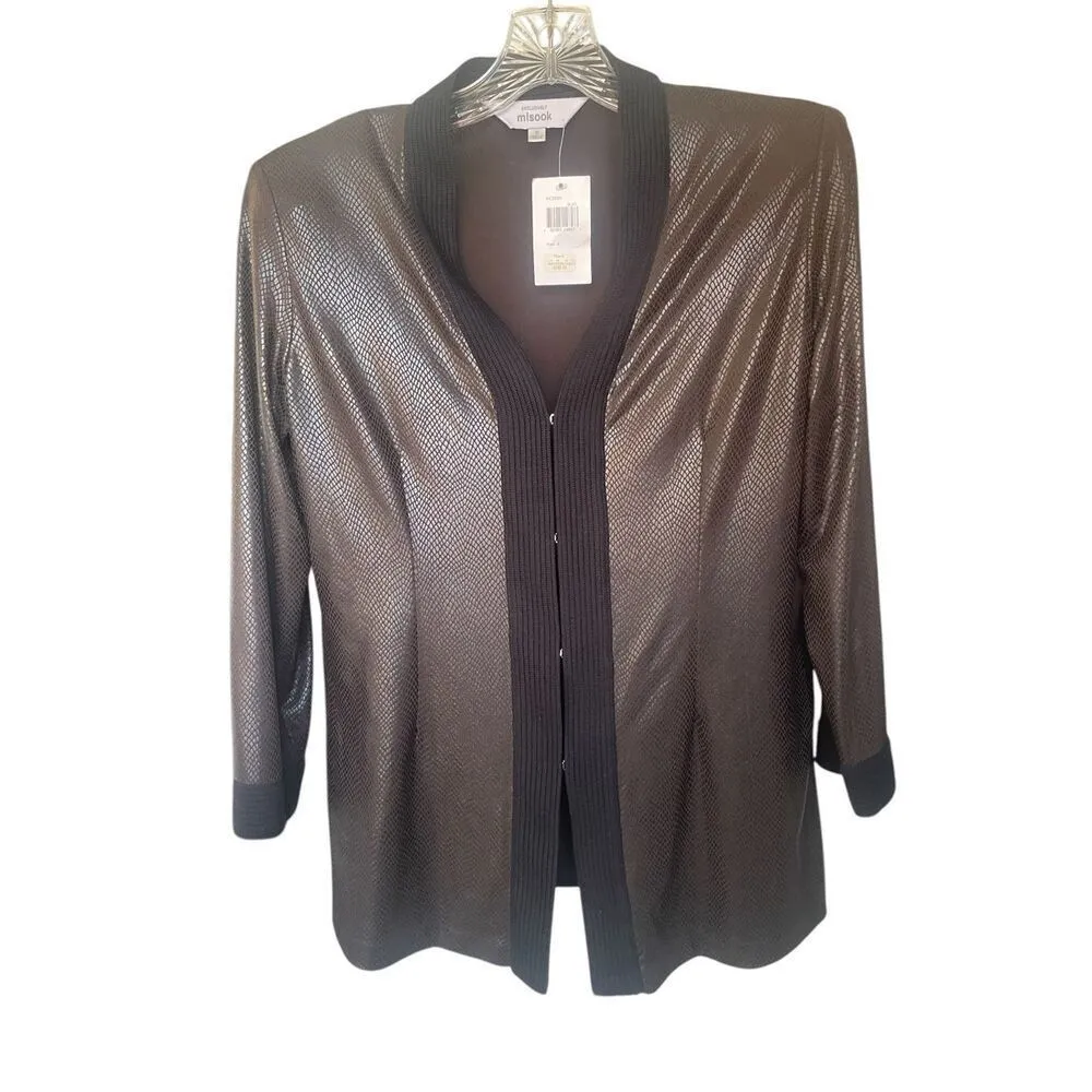 NWT Misook Dark Brown Open Front Snake Print Cardigan S - Image 4